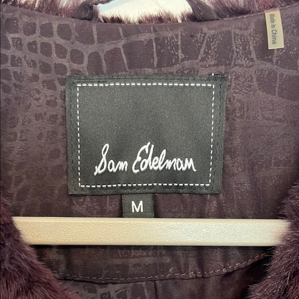 Sam Edelman Faux Fur Jacket in Rich Burgundy - Picture 3 of 5